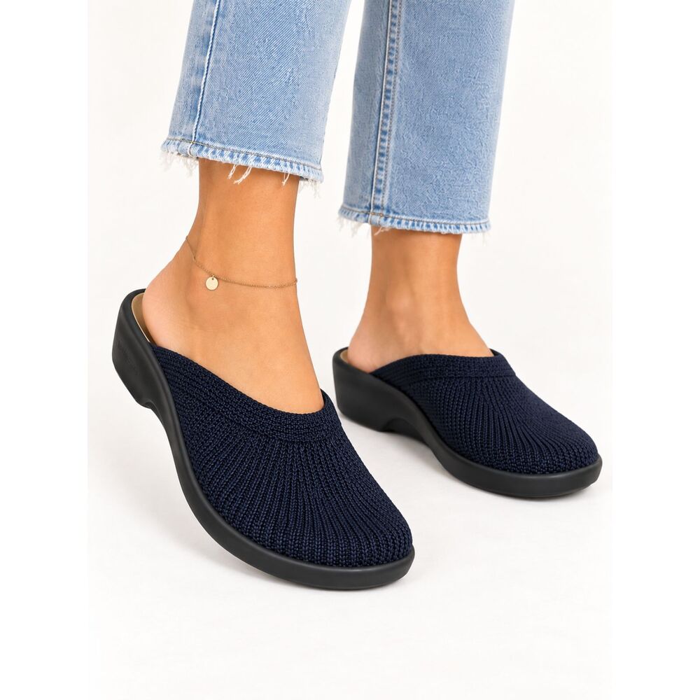 Arcopedico Light Womens 8 EU 39 Navy Knit Mule Clogs Comfort Shoes Portugal